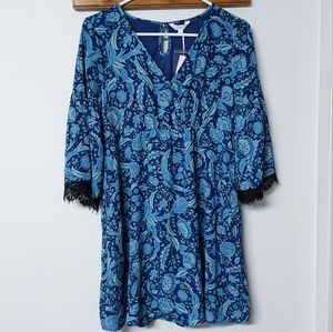 🦋 Candie's boho hippie paisley lace bell sleeve dress junior's M women's S